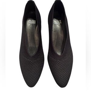 Eileen Fisher Black Gabby Stretch Knit Pump Heel Shoe Sz 6.5